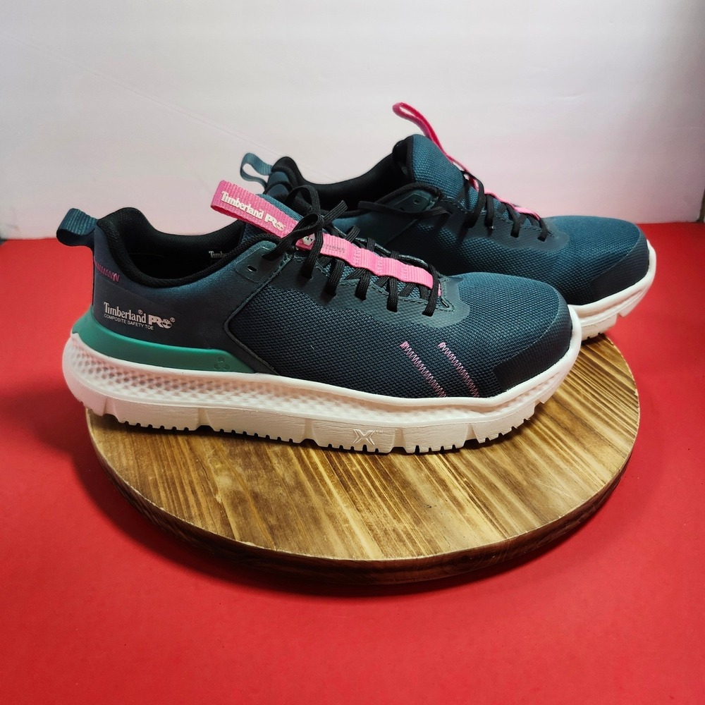 Timberland PRO Reaxion Safety Toe Work Shoes Womens 8.5‎ Teal Pink A5RTJ Sneaker
